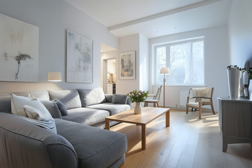 Interior alb primitor într-un apartament